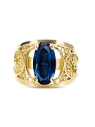 Anneau Saphir Or jaune 14 carats Artisanat vintage vrc057y